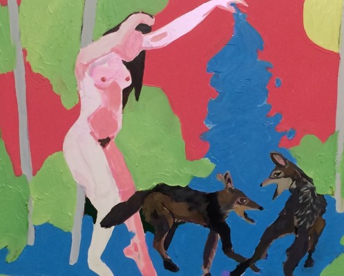 Image 2 Woman Bathing Two Jackals 2015 Oil on Panel
